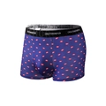 Boxer da uomo in seta di ghiaccio viola scuro con stampa labbra rosse ed elastico - L / Base Viola Labbra Rosse (9020)