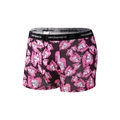 Men's breathable ice silk boxers with black base, pink heart print, and logo waistband - Black Pink Heart Portrait (9019)