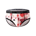 Men's breathable ice silk briefs featuring a red and black abstract geometric pattern - Geometric Multicolor (9415)