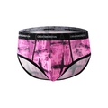 Herren-Slip aus Eisseide in Hellrosa mit schwarzem Graffiti und elastischem Bund - S / Leuchtend Rosa Graffiti (9417)