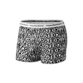 Boxer da uomo in seta di ghiaccio con stampe di lettere bianco e nero ed elastico in vita - S / 9005-Stampa Lettere