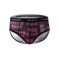 Atmungsaktive Herren-Slips aus Eisseide in Schwarz mit pinkem Graffiti-Muster und breitem Bund - S / Schwarz Rosa Buchstaben (9418)