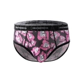 Herren-Slip aus Eisseide in Dunkelgrau mit Herzmuster und schwarzem Logobund - S / Herz Porträt (9419)