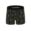 Boxer da uomo in seta di ghiaccio con stampe verdi e elastico nero con calligrafia - L / Stampa a Linee Verdi (BYH1387)
