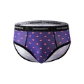 Herren-Slips aus Eisseide in Dunkelviolett mit rotem Lippendruck und Gummibund - S / Lila Lippenprint (9420)