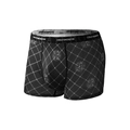 Men's breathable black boxer briefs with white grid pattern and branded elastic waistband - XL / Black