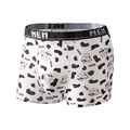 Atmungsaktive Herren Boxershorts mit schwarz-weißem Kuh-Cartoon-Print und MEN-Bund - S / Weißer Kuhstil (9075)