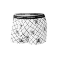 White men's boxer briefs with diamond lattice pattern and black elastic waistband - M / White