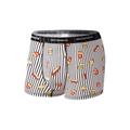 Atmungsaktive Herren-Boxershorts mit Comic-Fast-Food-Print und schwarzem Gummibund - XS / Fast Food Gestreift (9055)