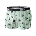 Men's ice silk boxer briefs featuring panda and bamboo prints with a black elastic waistband - White Panda Style (9077)