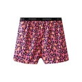 Men's ice silk boxer shorts featuring bright pink leopard print and elastic waistband - S / Pink Yellow Leopard (9305)
