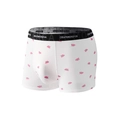 Witte ijshonig herenboxershort met roze olifantenprint en zwarte elastische tailleband - L / Wit