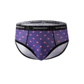 Men's breathable brief in navy blue with red lip print and elastic waistband - Navy Blue Lips Print (9420)
