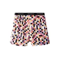 Men's ice silk boxer shorts with a colorful checkered pattern and elastic waistband - S / Multicolor Checkerboard (9307)