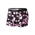 Herren Boxershorts aus Eisseide mit rosa Blumendruck und schwarzem Elastikbund - XS / Schwarz Pink Blumen (XY9066)