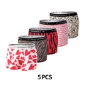 Confezione da 5 boxer da uomo in seta di ghiaccio con stampe moda e vita elastica - S (110-130 Catties) / Cuore e Stampa Animale / Set A