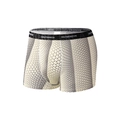 Boxer da uomo in seta di ghiaccio bianco crema con motivo geometrico e elastico nero - S / Stampa Triangolare Geometrica Grigia (9047)