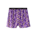Men's purple boxer shorts with melting smiley print and black elastic waistband - Purple Smiley (9308)