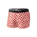 Rood-witte schaakbord boxershorts van ijsside met letters en elastische tailleband - XL / Oranje