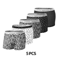 Set di 5 boxer da uomo in seta di ghiaccio con stampe diverse e vita elasticizzata - S (110-130 Catties) / Stampa Lettere e Geometrica / Set B