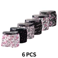 Set di 6 boxer da uomo con stampe graffiti street e tessuto in seta ghiaccio traspirante - S / Combinazione Nero Rosa