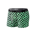 Heren boxershorts van ijszijde met groen en zwart schaakbordpatroon en elastische band - M / Groen