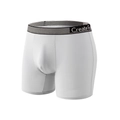 White milk silk boxer briefs for men with black and white striped elastic waistband - S / Grey Blue