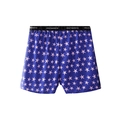 Men's ice silk boxer shorts in navy blue with pink starfish print and elastic waistband - Dark Blue Starfish (9309)