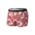 Men's breathable ice silk boxer briefs with brown and white geometric print pattern - S (110-130 catties) / Red Geometric Pattern (9044)