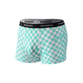 Ademende herenboxershort van ijszijde met roze en groen geblokte letterprints - L / Muntgroen