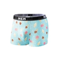 Men's ice silk boxer briefs in light blue with cartoon ice cream cone patterns and black waistband - Blue Ice Cream Style (9090)