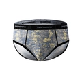 Herren-Slips aus Eisseide in Graublau mit abstrakten Prints und schwarzem Logo-Gummibund - S / Graublaue Abstrakte Graffiti (9421)