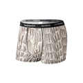 Men's ice silk boxer briefs in cream white with grey abstract print and black waistband - S (110-130 catties) / Abstract Stripe Pattern (9051)
