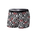 Herren Boxershorts aus Eisseide mit rotem MORE LUCK Aufdruck und schwarzen Streifen - XS / Geometrischer Streifen Textdruck