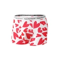 White men's boxer briefs with red heart pattern and high elastic logo waistband - S / Red Heart Print (9009)