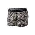 Boxer da uomo con stampa monogramma e fascia elastica nera in bianco crema - S / Marrone