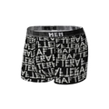 Men's breathable black boxer briefs with athletic letter print and elastic waistband - S / Black Gray Geometric Letters (90103)