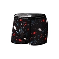 Men's ice silk boxer briefs in black with colorful paint splatter print and wide waistband - Black Multicolor Splash (XY9069)