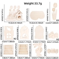 Detailed size specifications for Easter 3D wooden puzzle parts with bunnies and eggs - Rabbit Egg Flower Cabin Style
