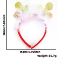 LED Christmas headband with gold sequin antlers, white feathers and red flocking details - Golden Small Antlers
