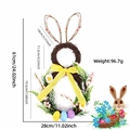 Easter bunny rattan wreath 61x28cm featuring a yellow bow and colorful eggs decor - Yellow Bow Style B