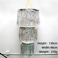 Three-layer silver tinsel ceiling fringe hanging decoration for festive home party decor - 3-Tier Silver Foil Tassel Curtain