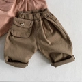 Detalle de pantalones casuales de algodón para niños con cintura elástica y gran bolsillo - Caqui / 120cm