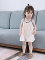 Pagliaccetto bimba beige con stampa a stelle e finiture blu scuro eleganti - 80cm / Beige