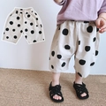 Pantaloni estivi a pois da bambina in cotone traspirante con elastico in vita - Punto beige / 80cm