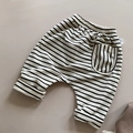 Kids black and white striped harem pants with elastic waist and soft cotton fabric - 80cm / Striped