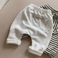 Baby harem pants set in cream white and black stripes with comfortable elastic waist - 80cm / White