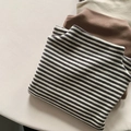 Maglie termiche per bambini in morbida maglia a righe, marrone e beige - A righe / 80cm