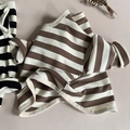 Gestreepte katoenen T-shirt met lange mouwen voor meisjes in bruin en beige - 80cm / Koffie Streep