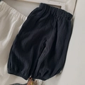 Kids' breathable cotton harem pants in navy blue and white colors with elastic cuffs - Dark Grey / 80cm
